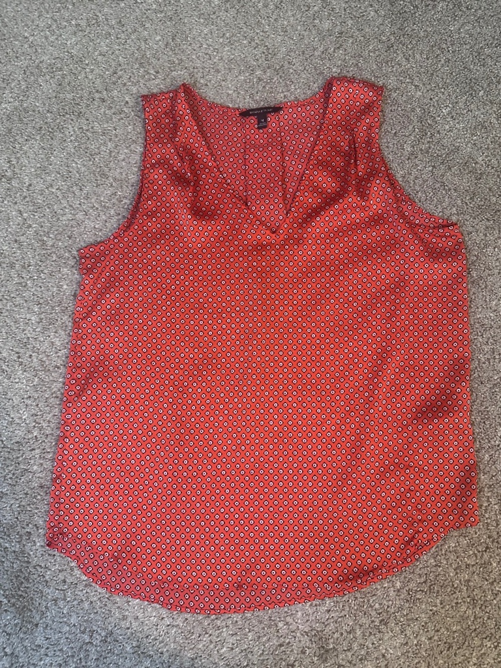Banana Republic Womens Size Medium Orange Print Sleeveless Blouse